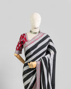 RAVEN & STEEL EMBROIDERED SOFT SILK SAREE