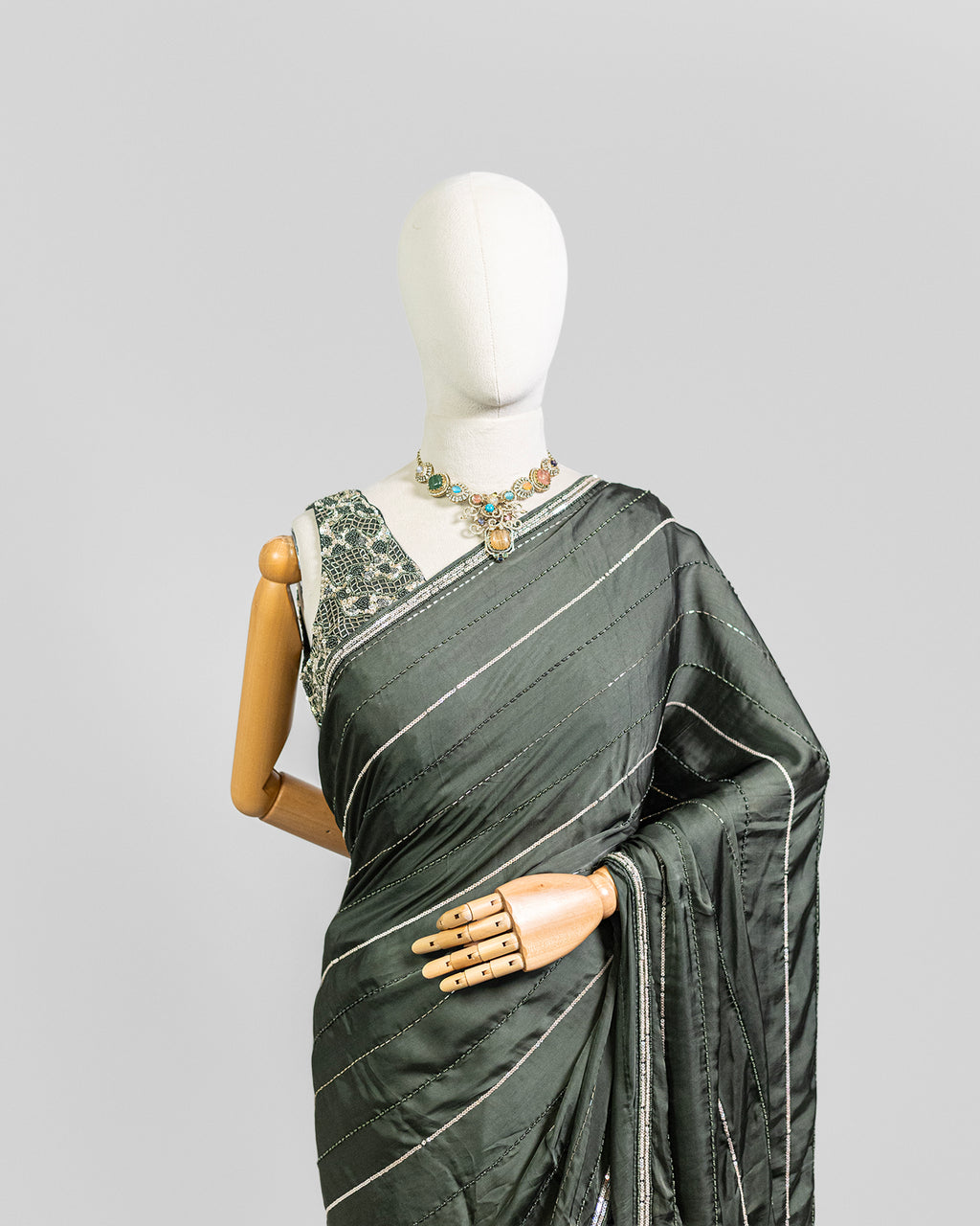SAGE EMBROIDERED SOFT SILK SAREE