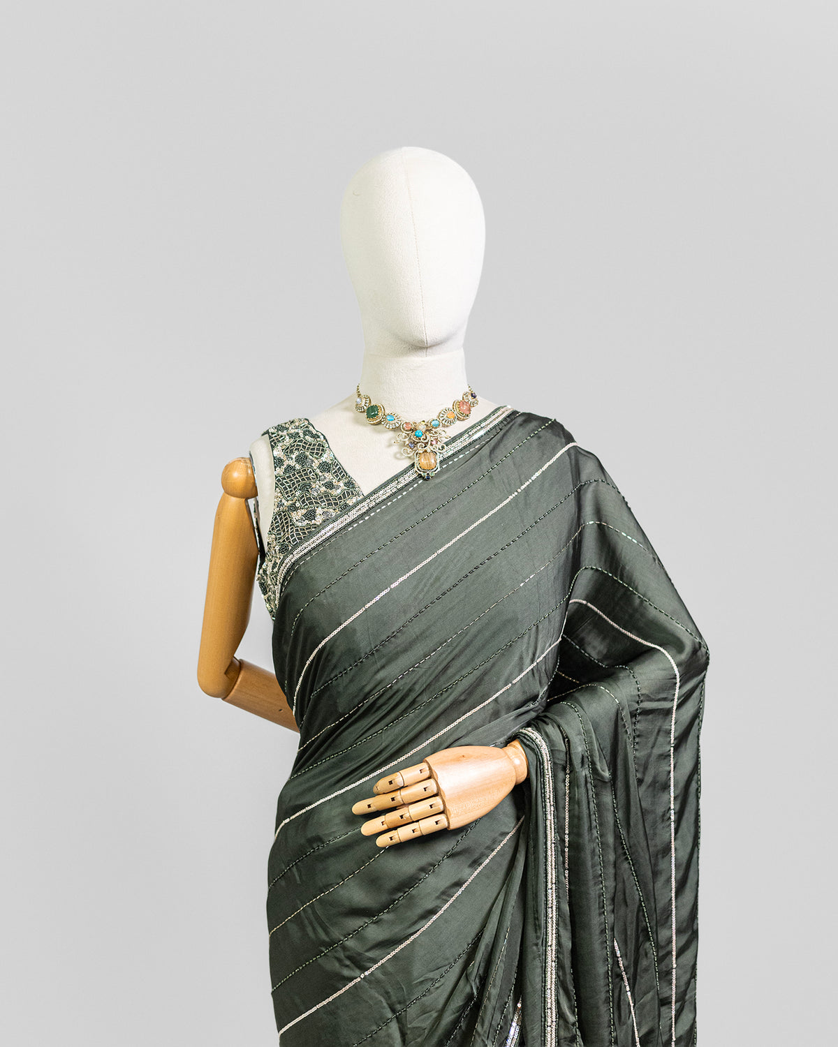SAGE EMBROIDERED SOFT SILK SAREE