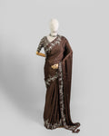 VANDYKE BROWN EMBROIDERED SOFT SILK SAREE