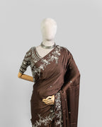 VANDYKE BROWN EMBROIDERED SOFT SILK SAREE