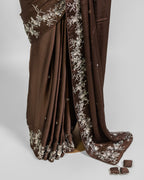 VANDYKE BROWN EMBROIDERED SOFT SILK SAREE