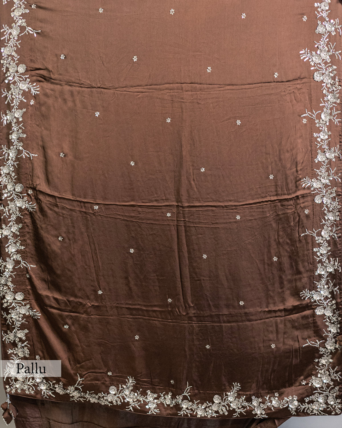 VANDYKE BROWN EMBROIDERED SOFT SILK SAREE