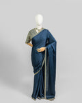 TEAL BLUE EMBROIDERED SOFT SILK SAREE