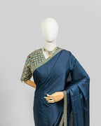TEAL BLUE EMBROIDERED SOFT SILK SAREE