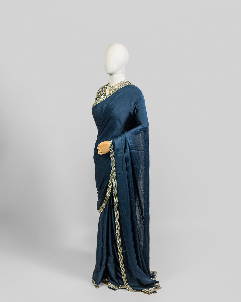 TEAL BLUE EMBROIDERED SOFT SILK SAREE