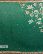 EMERALD GREEN EMBROIDERED SOFT SILK SAREE