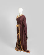 BROWN EMBROIDERED SOFT SILK SAREE