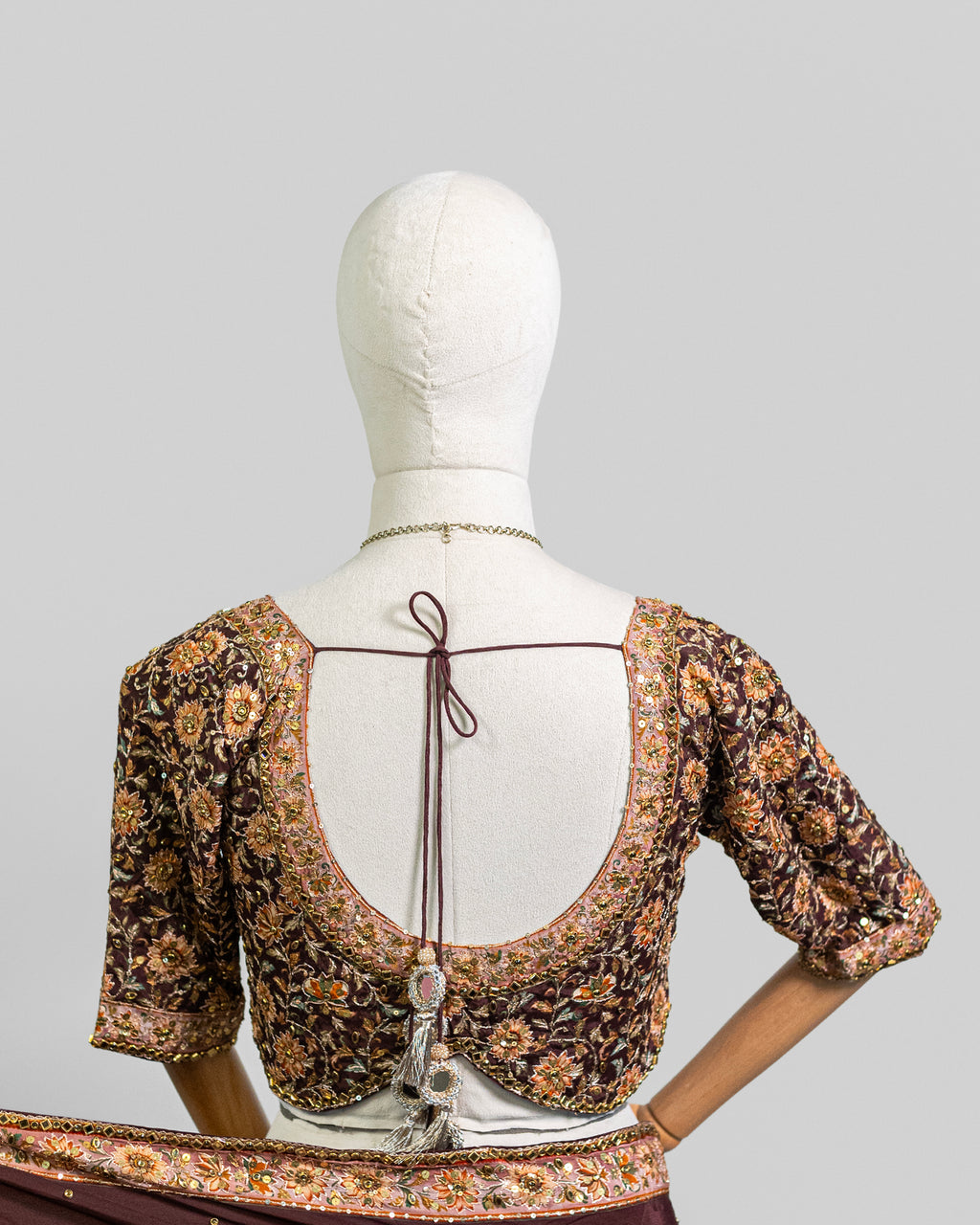 BROWN EMBROIDERED SOFT SILK SAREE