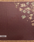 BROWN EMBROIDERED SOFT SILK SAREE
