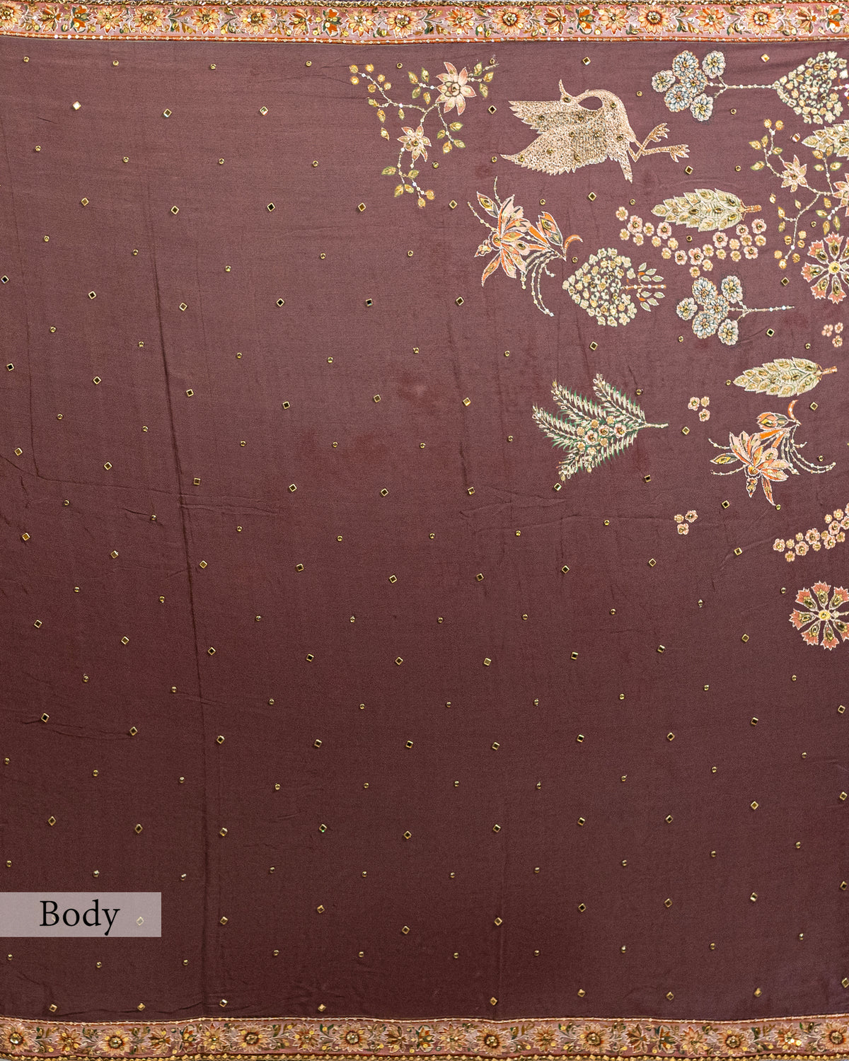 BROWN EMBROIDERED SOFT SILK SAREE
