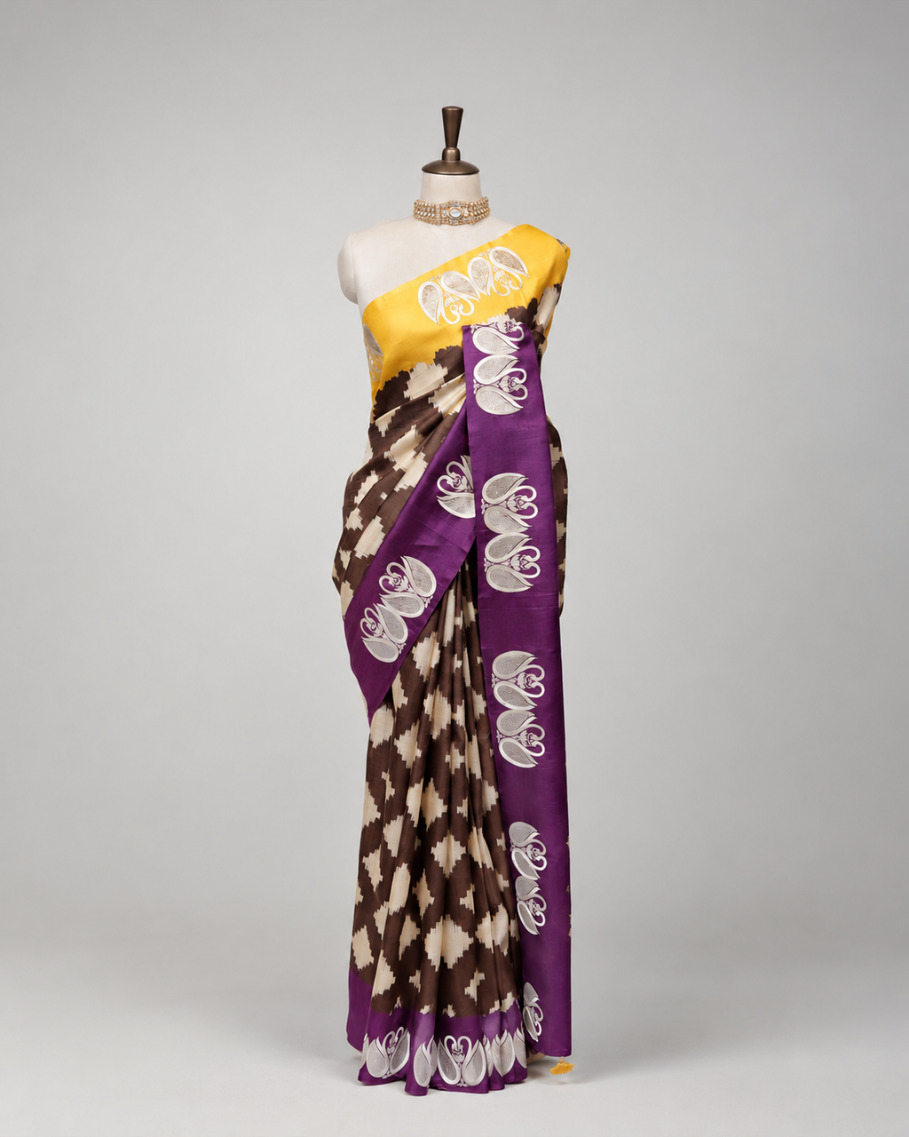 MOCHA BROWN TUSSAR SILK SAREE