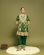 EMERALD GREEN IKAT PATOLA FARSI SET