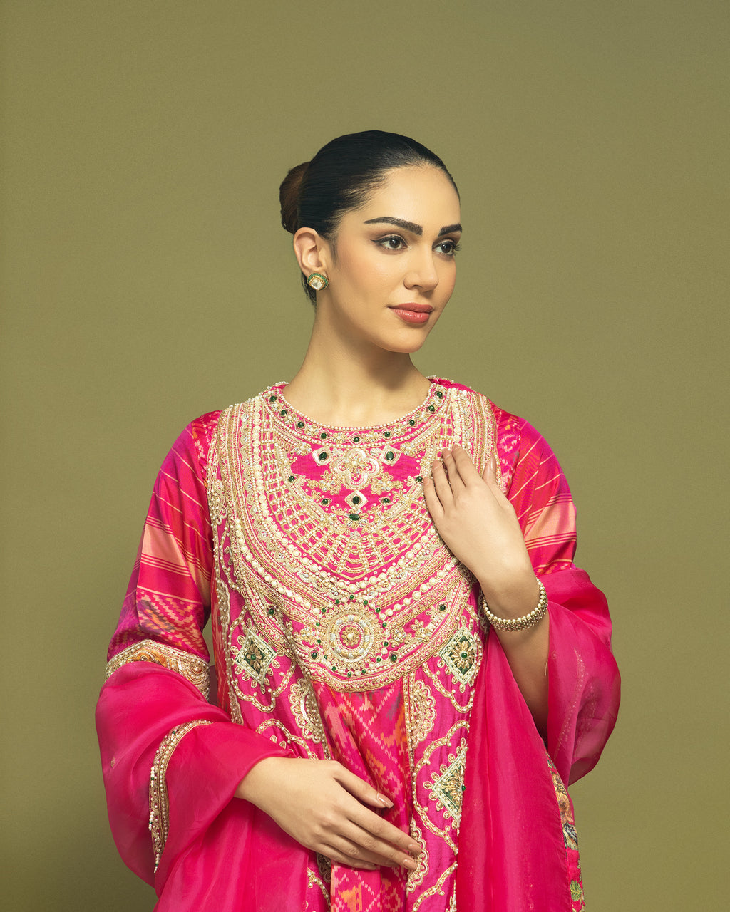 RANI PINK IKAT PATOLA FARSI SET
