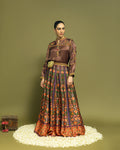 BROWN PATOLA SKIRT SET