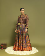 BROWN PATOLA SKIRT SET