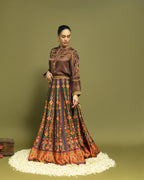 BROWN PATOLA SKIRT SET