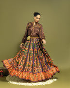 BROWN PATOLA SKIRT SET