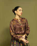 BROWN PATOLA SKIRT SET