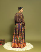 BROWN PATOLA SKIRT SET