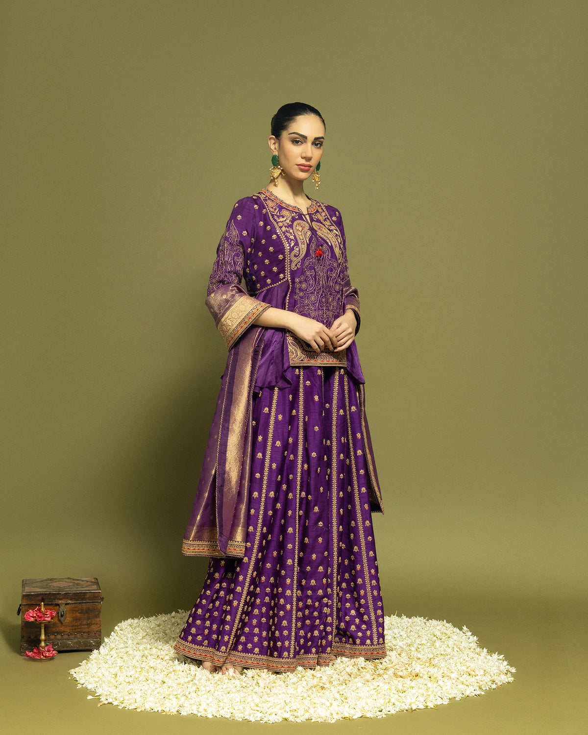 ROYAL PURPLE PEPLUM SHARARA SET