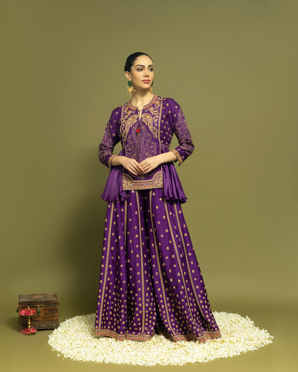 ROYAL PURPLE PEPLUM SHARARA SET