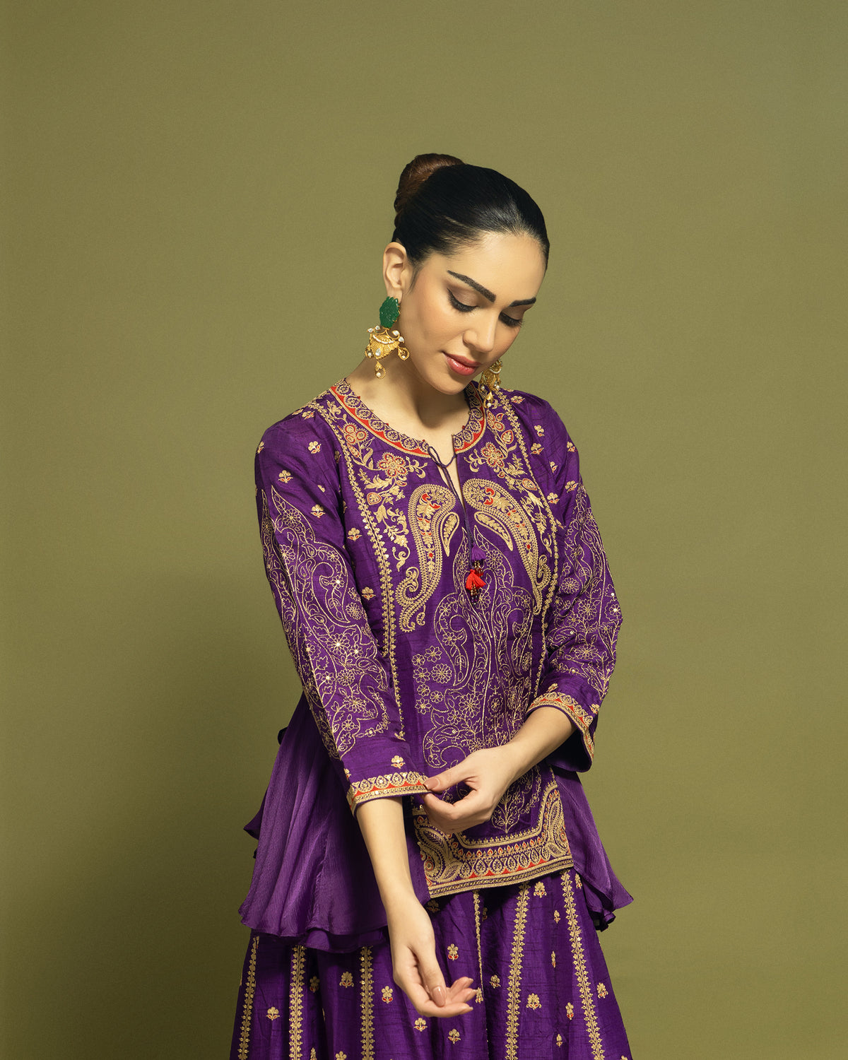 ROYAL PURPLE PEPLUM SHARARA SET