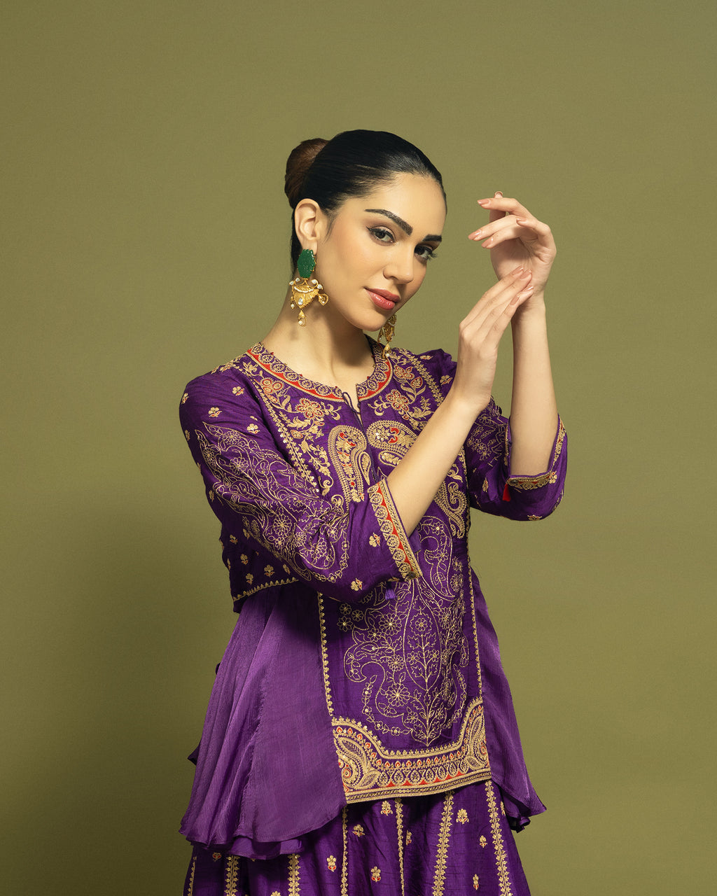 ROYAL PURPLE PEPLUM SHARARA SET