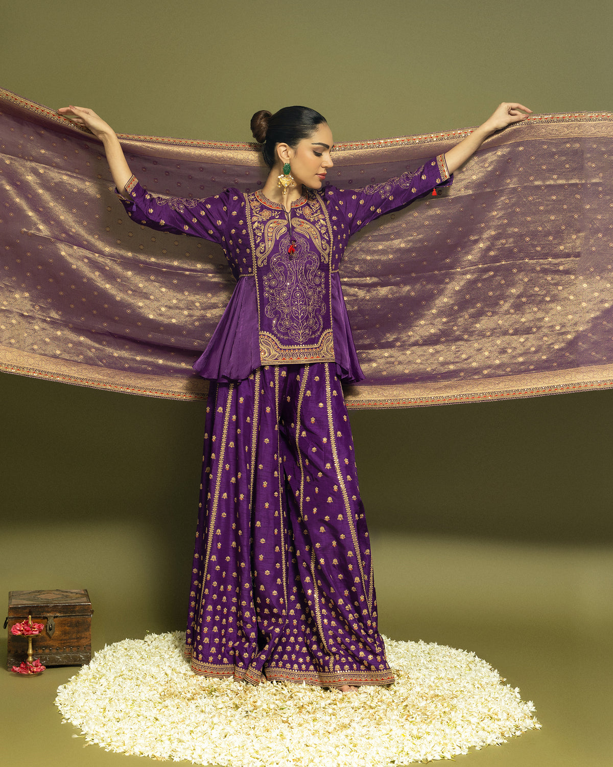 ROYAL PURPLE PEPLUM SHARARA SET