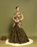FLORAL EMBROIDERED RUFFLE SKIRT SET