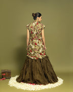 FLORAL EMBROIDERED RUFFLE SKIRT SET