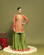 MULTICOLOR APPLIQUE SHARARA SET