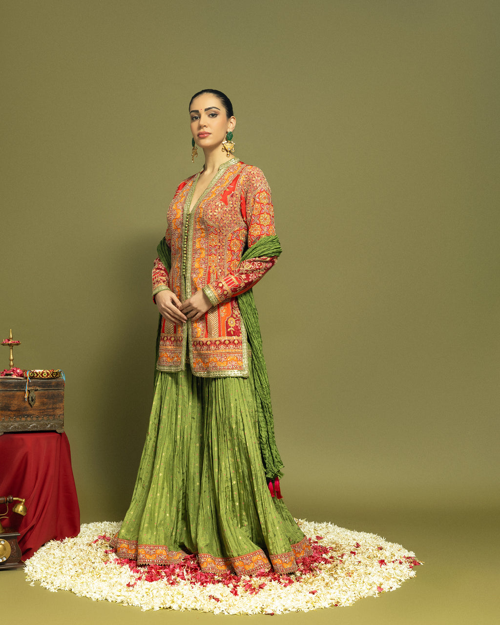 MULTICOLOR APPLIQUE SHARARA SET