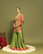 MULTICOLOR APPLIQUE SHARARA SET
