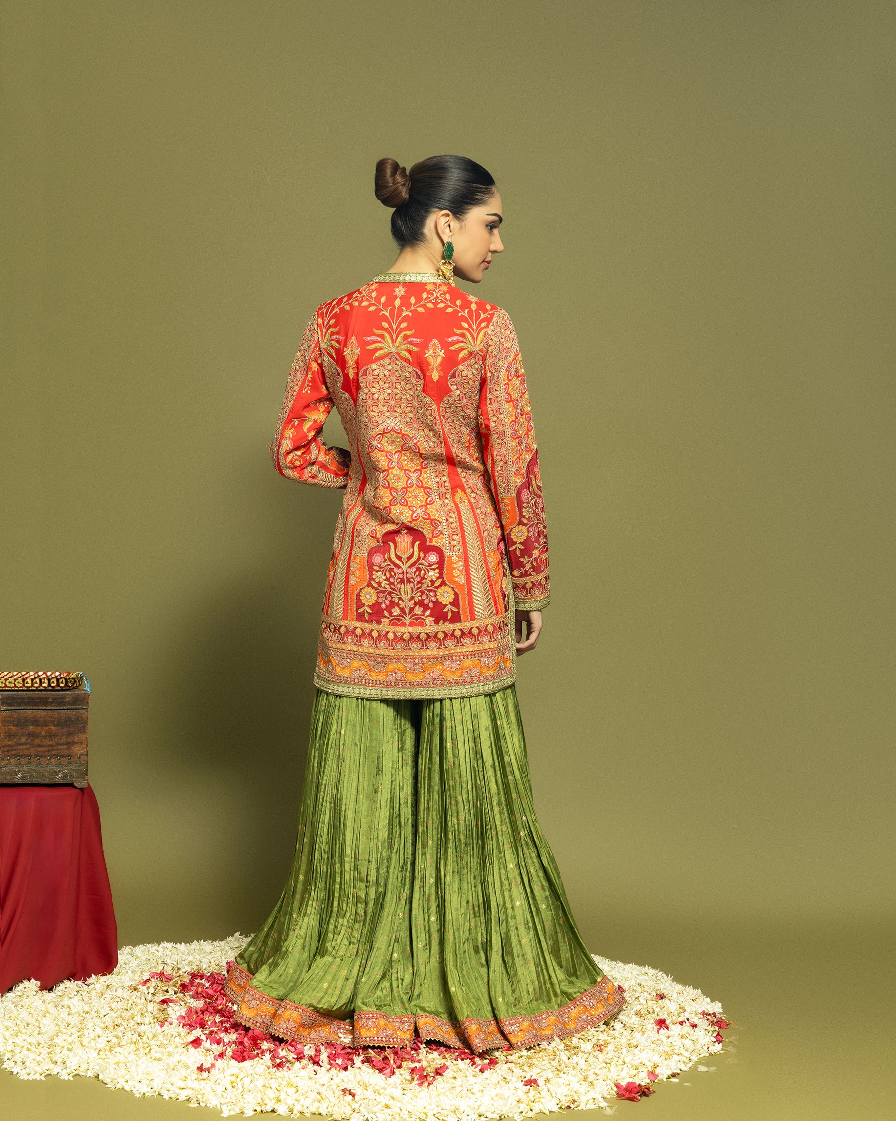 MULTICOLOR APPLIQUE SHARARA SET