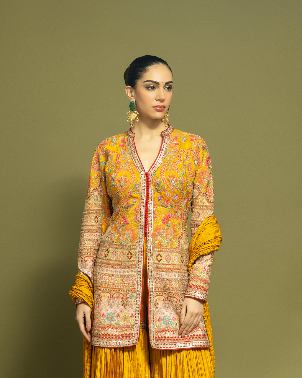 MUSTARD APPLIQUE SHARARA SET