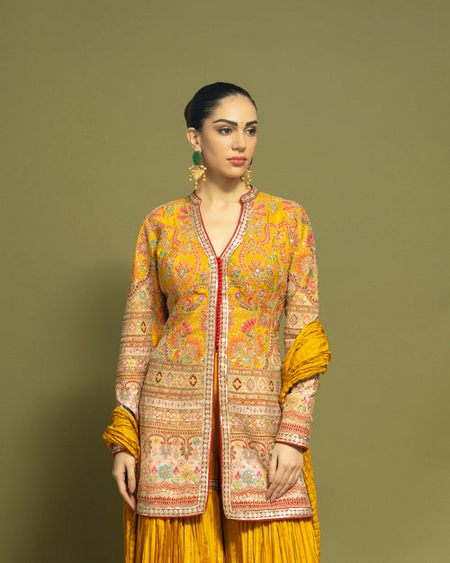 MUSTARD APPLIQUE SHARARA SET