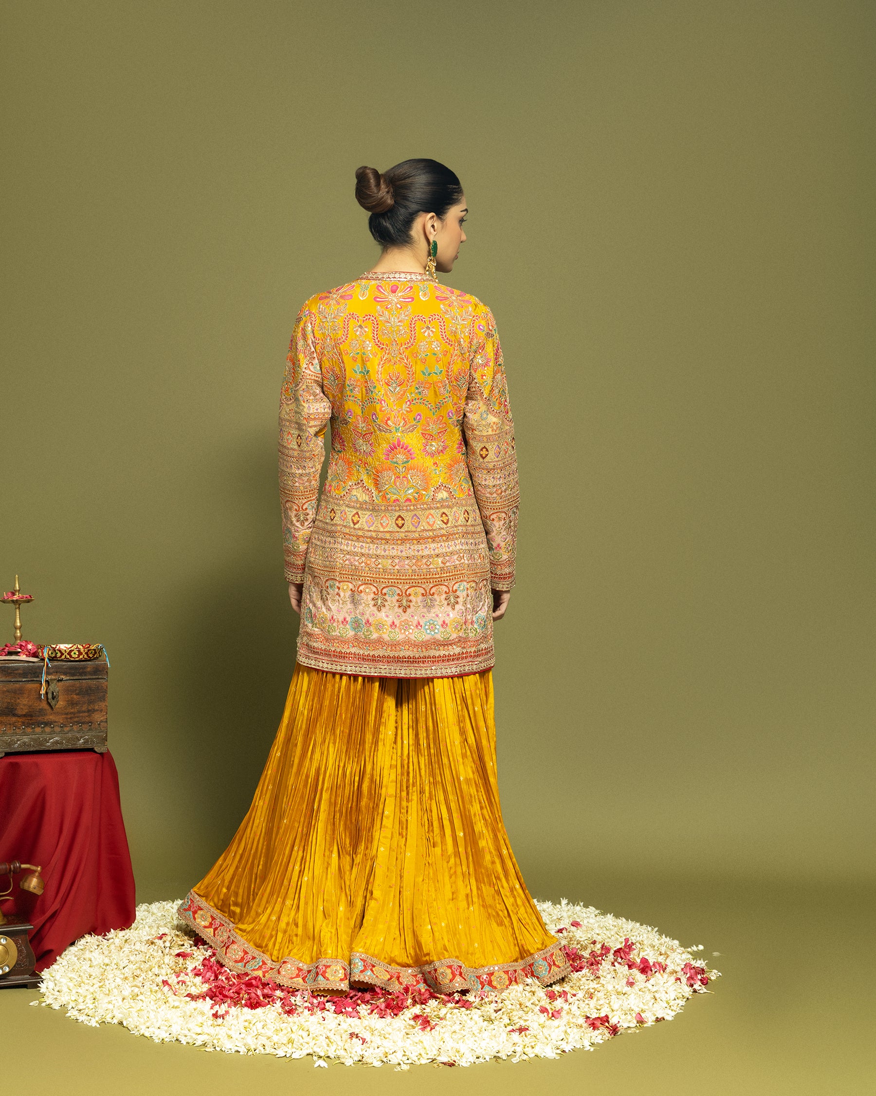 MUSTARD APPLIQUE SHARARA SET