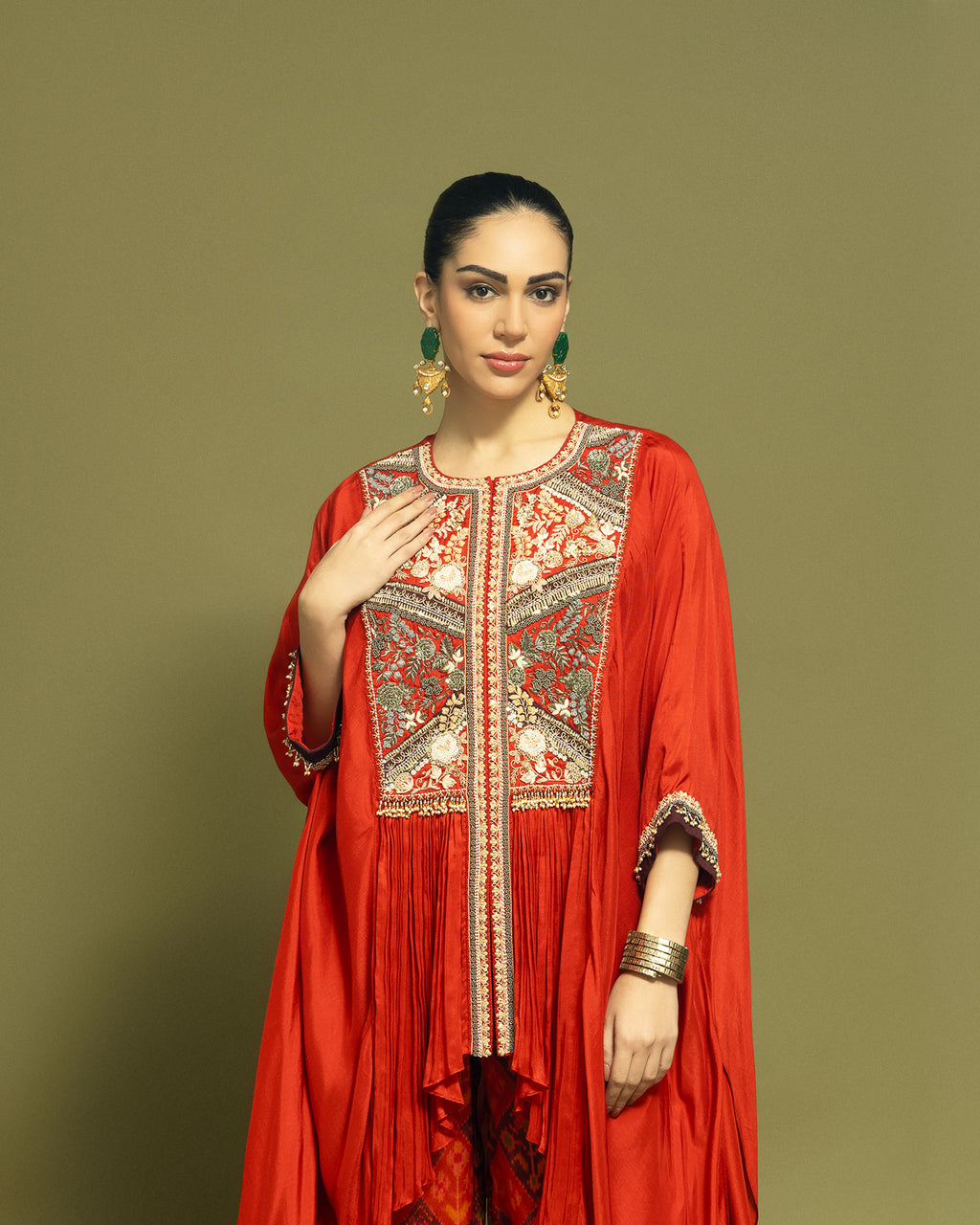 RUST ZARDOZI HIGH LOW PEPLUM ENSEMBLE