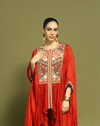 RUST ZARDOZI HIGH LOW PEPLUM ENSEMBLE