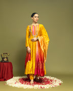 MUSTARD BANARASI SILK ANARKALI SET