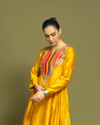 MUSTARD BANARASI SILK ANARKALI SET