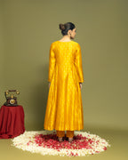 MUSTARD BANARASI SILK ANARKALI SET