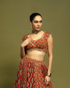 BRICK RED AJRAKH LEHENGA SET
