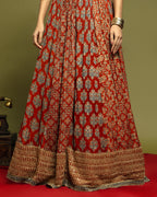 BRICK RED AJRAKH LEHENGA SET