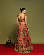 BRICK RED AJRAKH LEHENGA SET