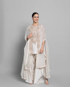 IVORY PEARL WORK CAPE AND TULIP PALAZZO SET