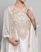 IVORY PEARL WORK CAPE AND TULIP PALAZZO SET