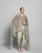 CRUSHED TISSUE CAPE DHOTI SET