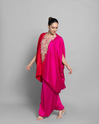 CORAL OMBRE SILK KAFTAN SKIRT SET